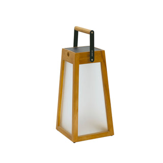 Roam solar lantern in frosted acrylic teak