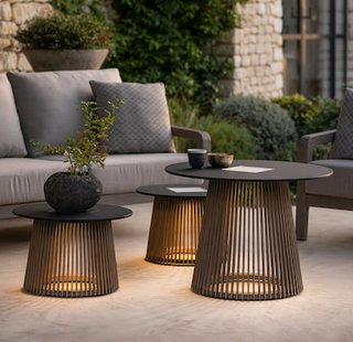 Halo glow table outdoor patio with sofa