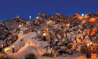 collections of solar light at Joshua Tree rock desert