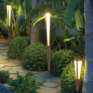 Lanai solar torch teak along pathway